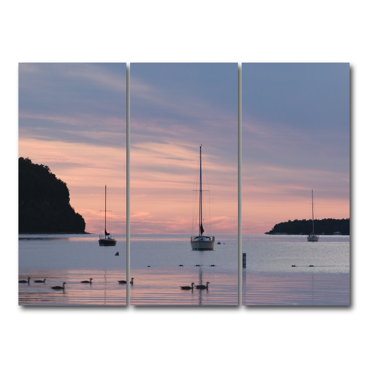 AUTO-MOCKUP WHITE | Sailboats at sunset Door County | 3 Piece | Gallery Wrap Canvas | group=8x18