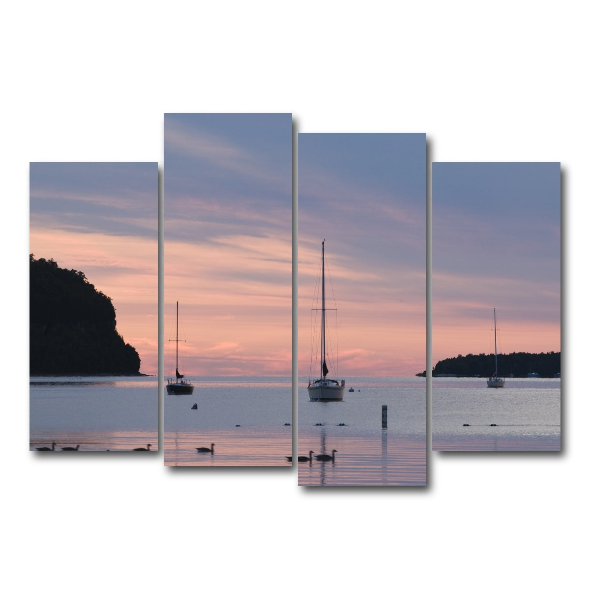 AUTO-MOCKUP WHITE | Sailboats at sunset Door County | 4 Piece | Gallery Wrap Canvas | group=4_normal