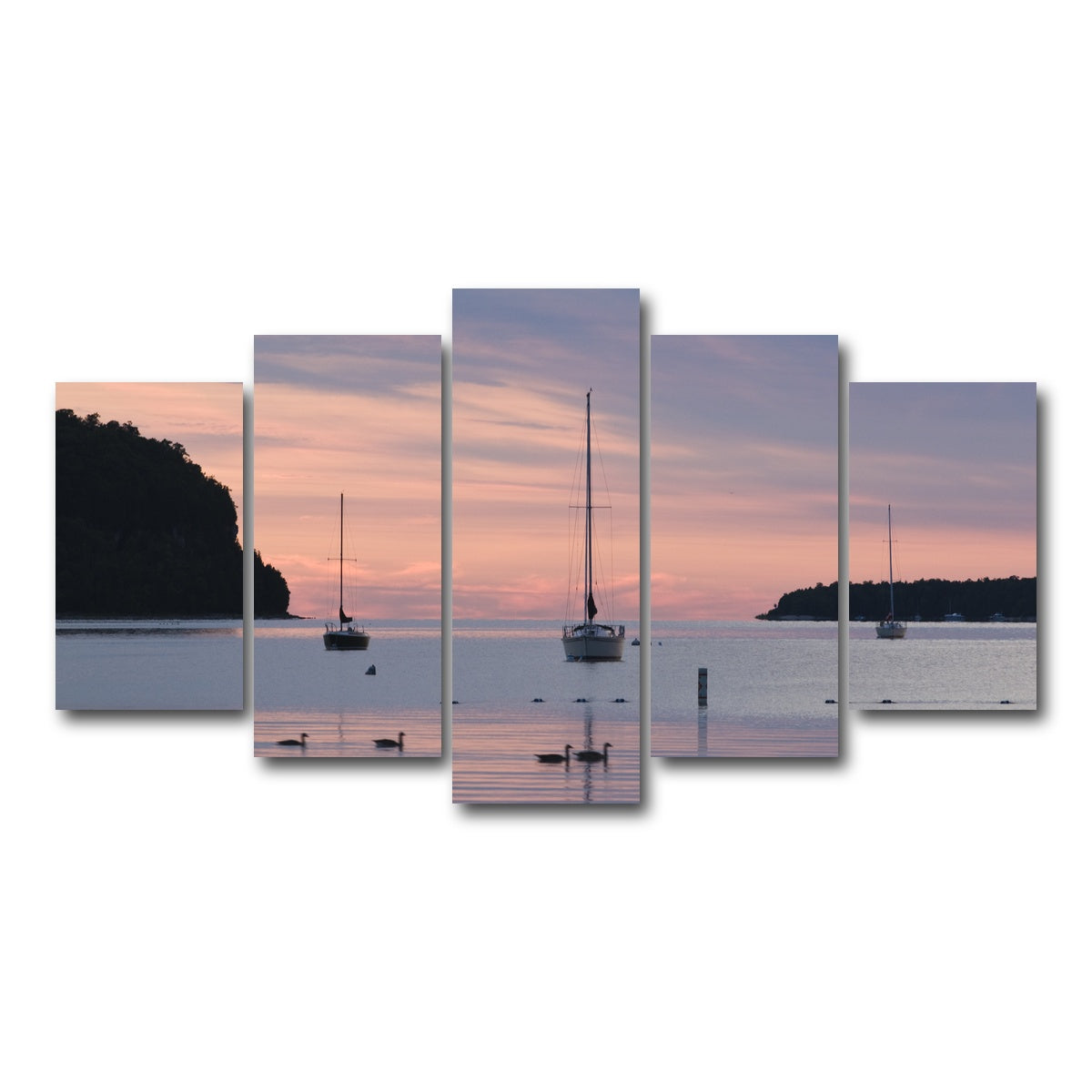 AUTO-MOCKUP WHITE | Sailboats at sunset Door County | 5 Piece | Gallery Wrap Canvas | group=5_normal