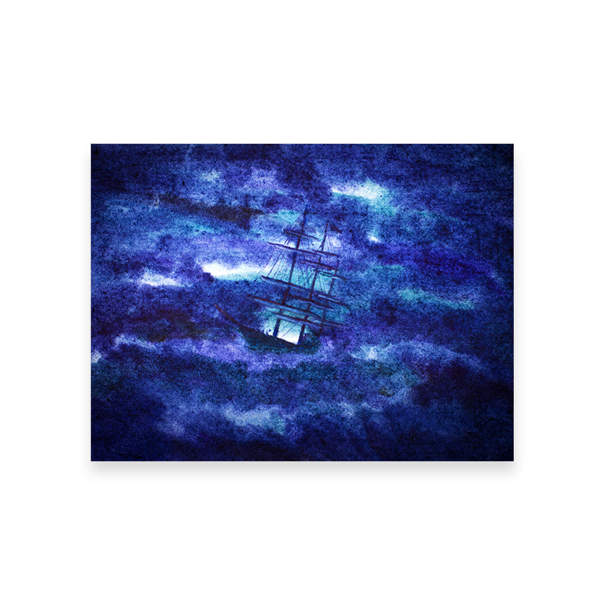 Sailing Ship in the Night Storm Wall Art