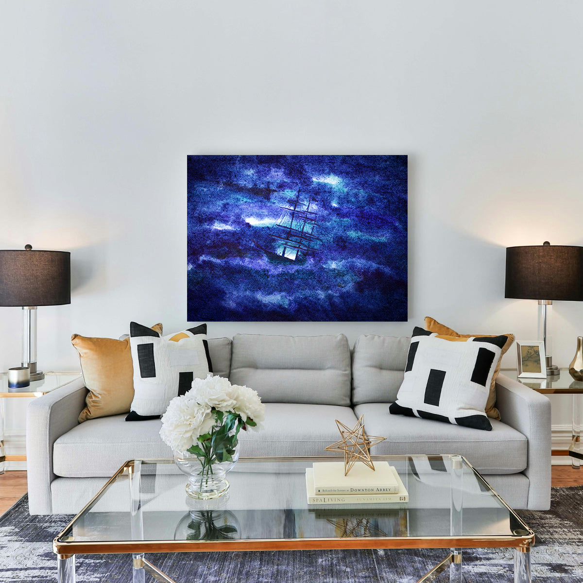 Sailing Ship in the Night Storm Wall Art