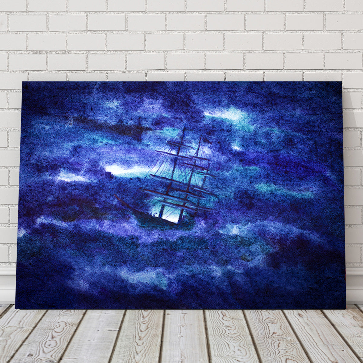 Sailing Ship in the Night Storm Wall Art