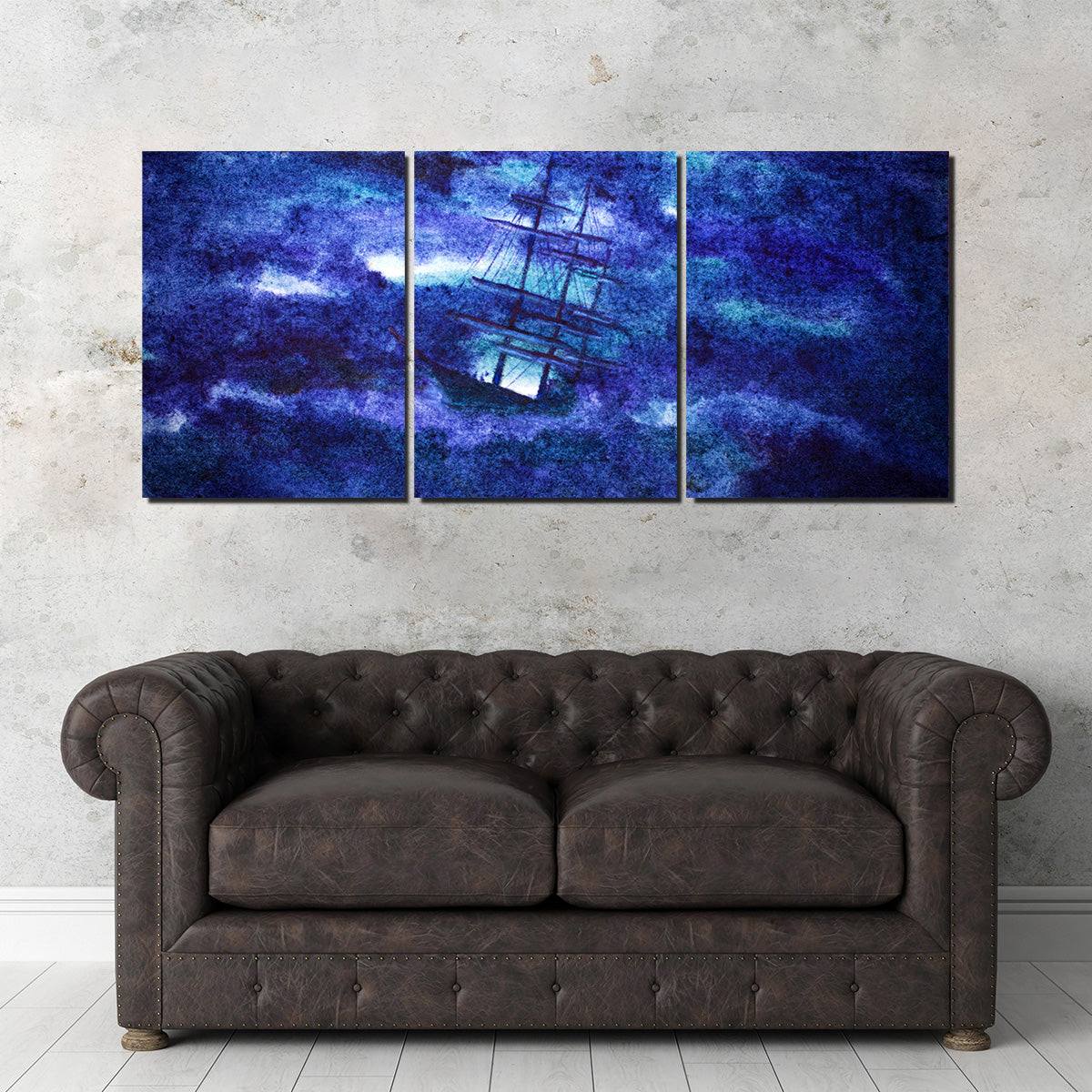 Sailing Ship in the Night Storm Wall Art