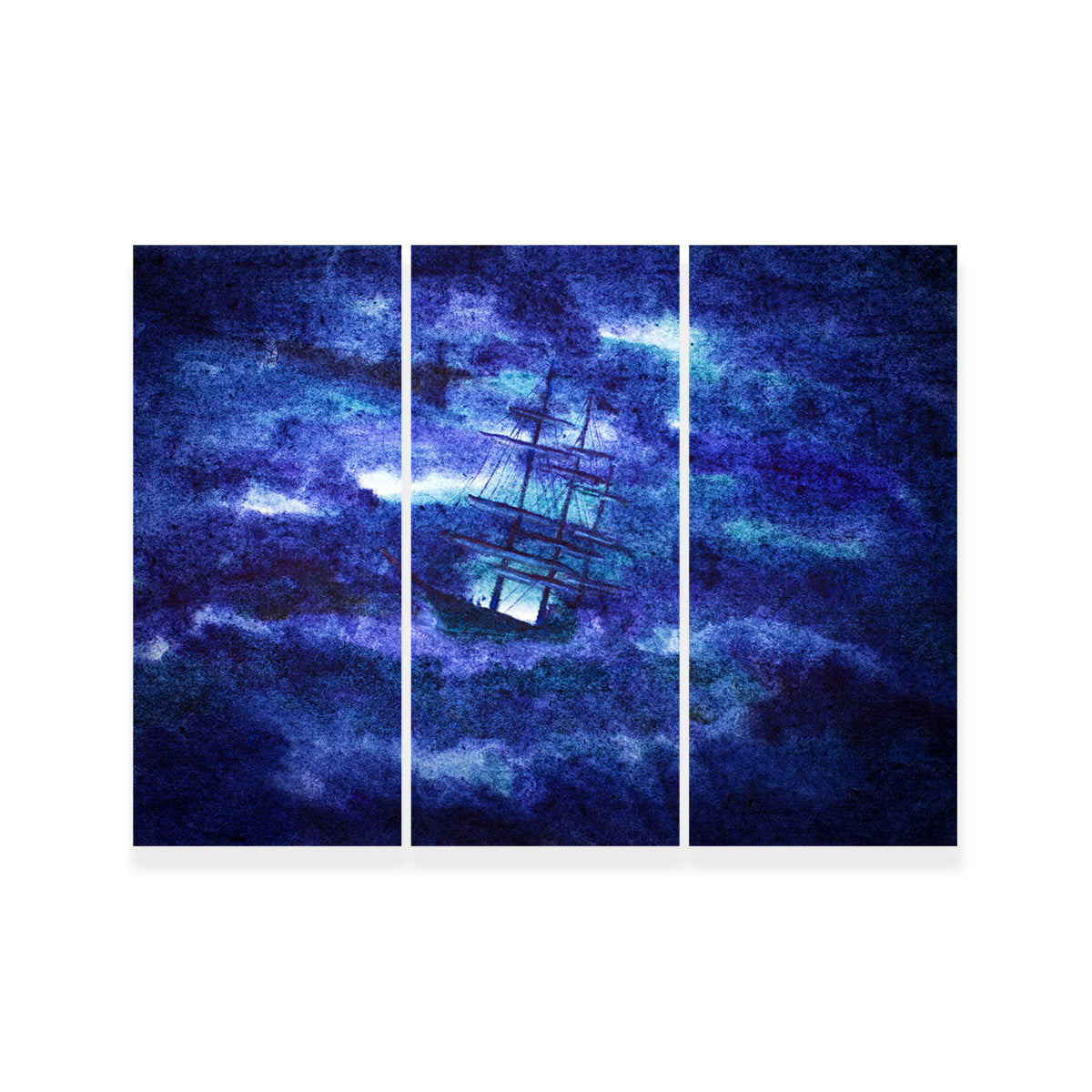 Sailing Ship in the Night Storm Wall Art