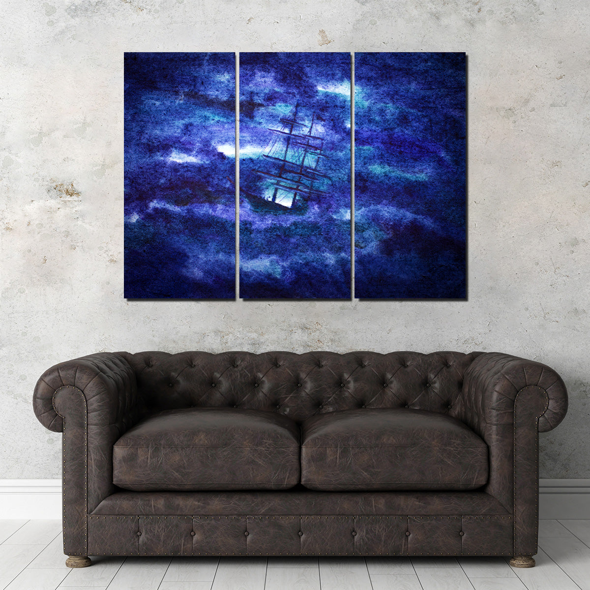 Sailing Ship in the Night Storm Wall Art