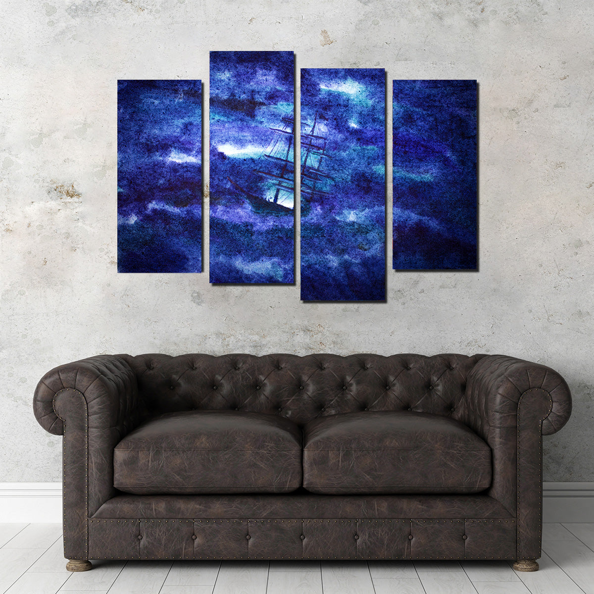 Sailing Ship in the Night Storm Wall Art