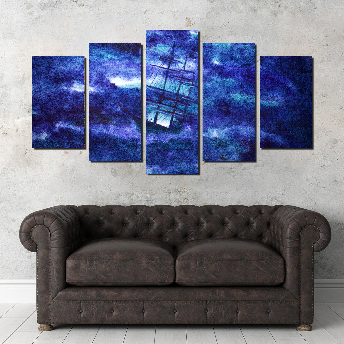 Sailing Ship in the Night Storm Wall Art