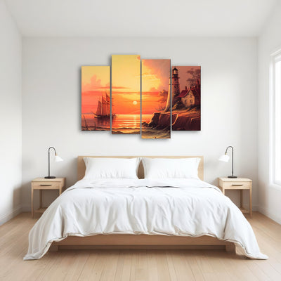 AUTO-MOCKUP ROOM | Sailing Past a Lighthouse and Sunset