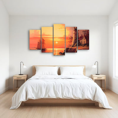 AUTO-MOCKUP ROOM | Sailing Past a Lighthouse and Sunset