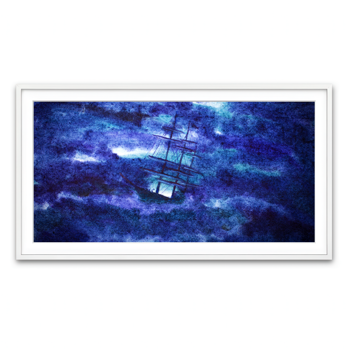 Framed Print 2x1 White