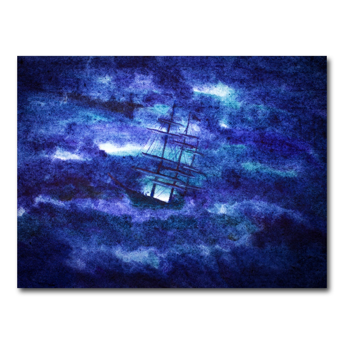 AUTO-MOCKUP WHITE | Sailing Ship in the Night Storm | 1 Piece | Gallery Wrap Canvas | group=4x3