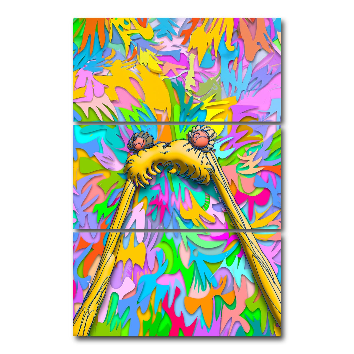 AUTO-MOCKUP WHITE | Sailor moon Hair | 3 Piece | Gallery Wrap Canvas | group=12x24_stacked