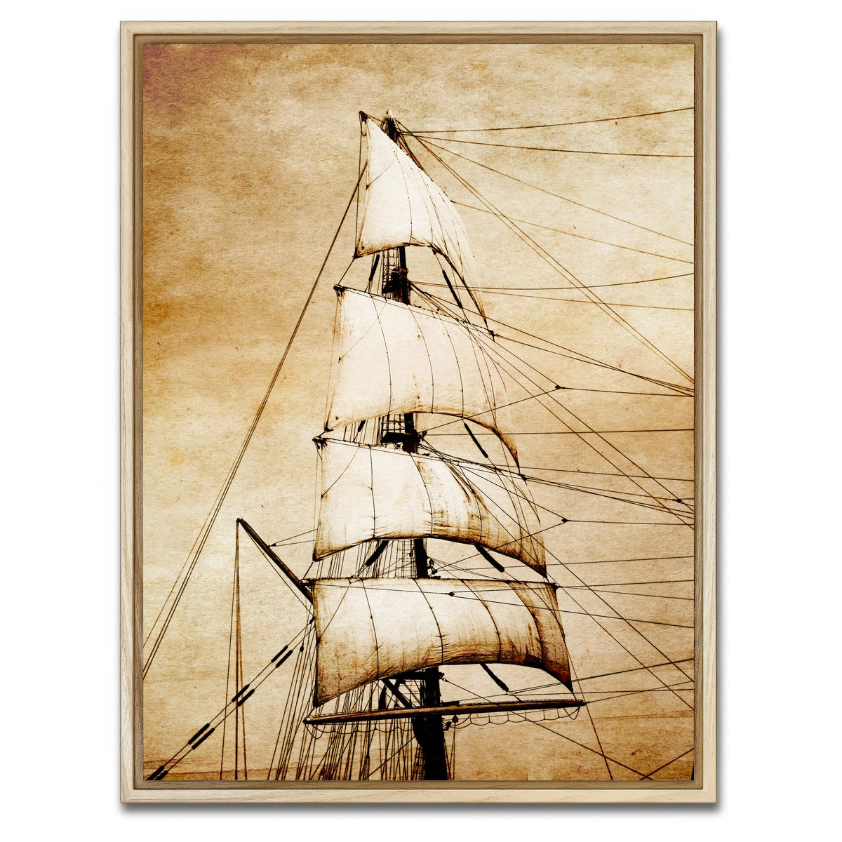 AUTO-MOCKUP WHITE | Sails on old paper | 1 Piece | Natural Framed Canvas | group=3x4