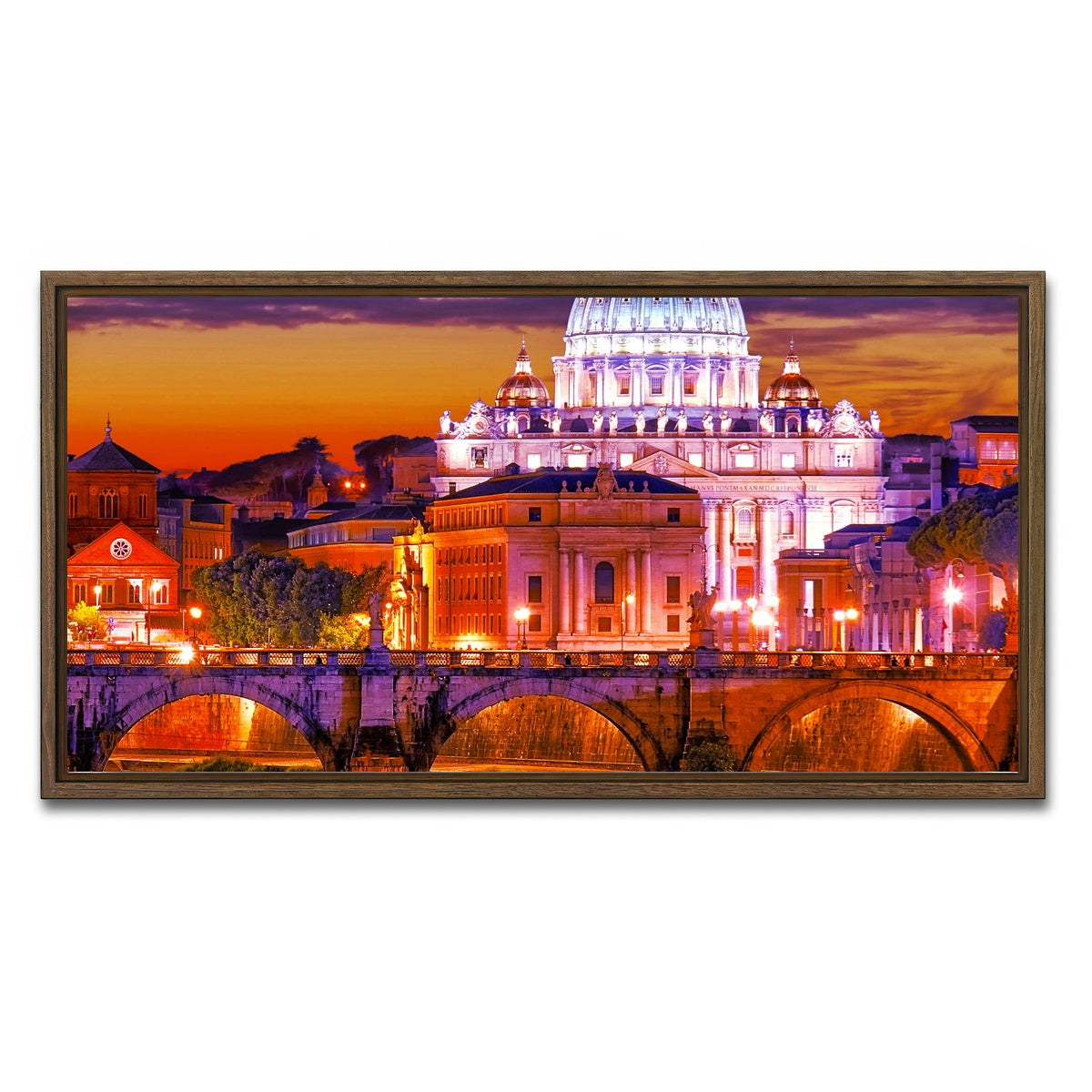 AUTO-MOCKUP WHITE | Saint Peters Basilica Vatican | 1 Piece | Walnut Framed Canvas | group=2x1