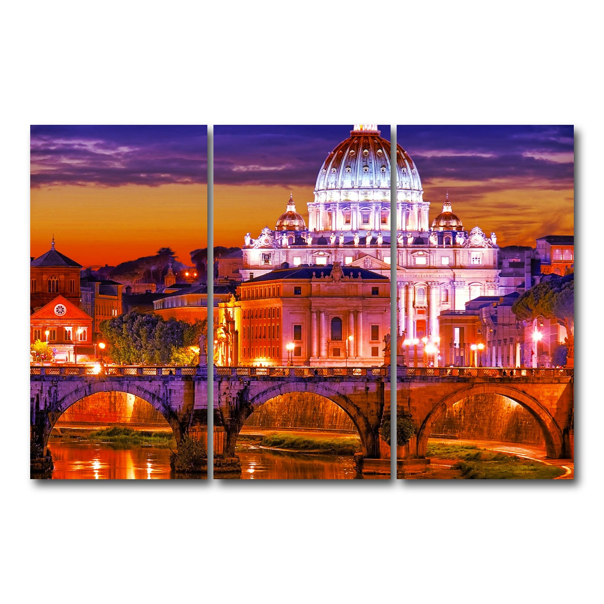 AUTO-MOCKUP WHITE | Saint Peters Basilica Vatican | 3 Piece | Gallery Wrap Canvas | group=12x24
