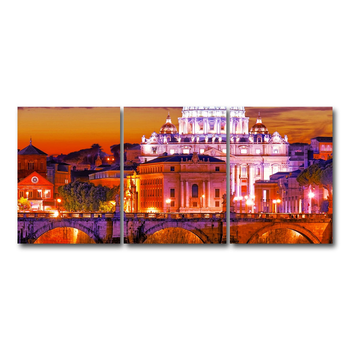 AUTO-MOCKUP WHITE | Saint Peters Basilica Vatican | 3 Piece | Gallery Wrap Canvas | group=18x24