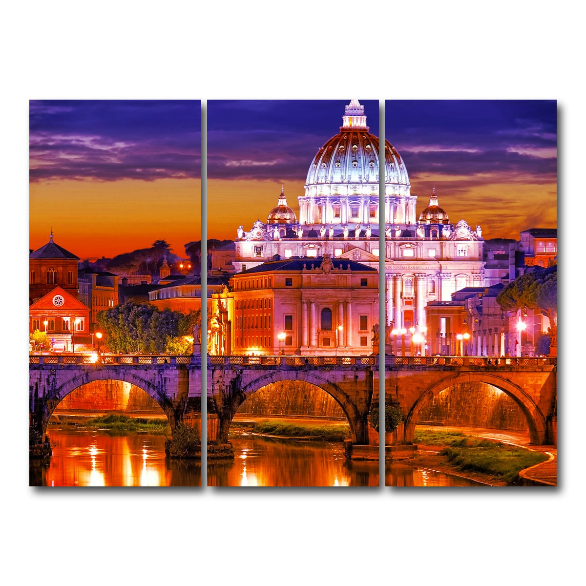 AUTO-MOCKUP WHITE | Saint Peters Basilica Vatican | 3 Piece | Gallery Wrap Canvas | group=8x18