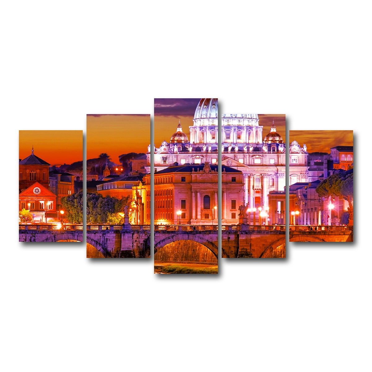 AUTO-MOCKUP WHITE | Saint Peters Basilica Vatican | 5 Piece | Gallery Wrap Canvas | group=5_normal