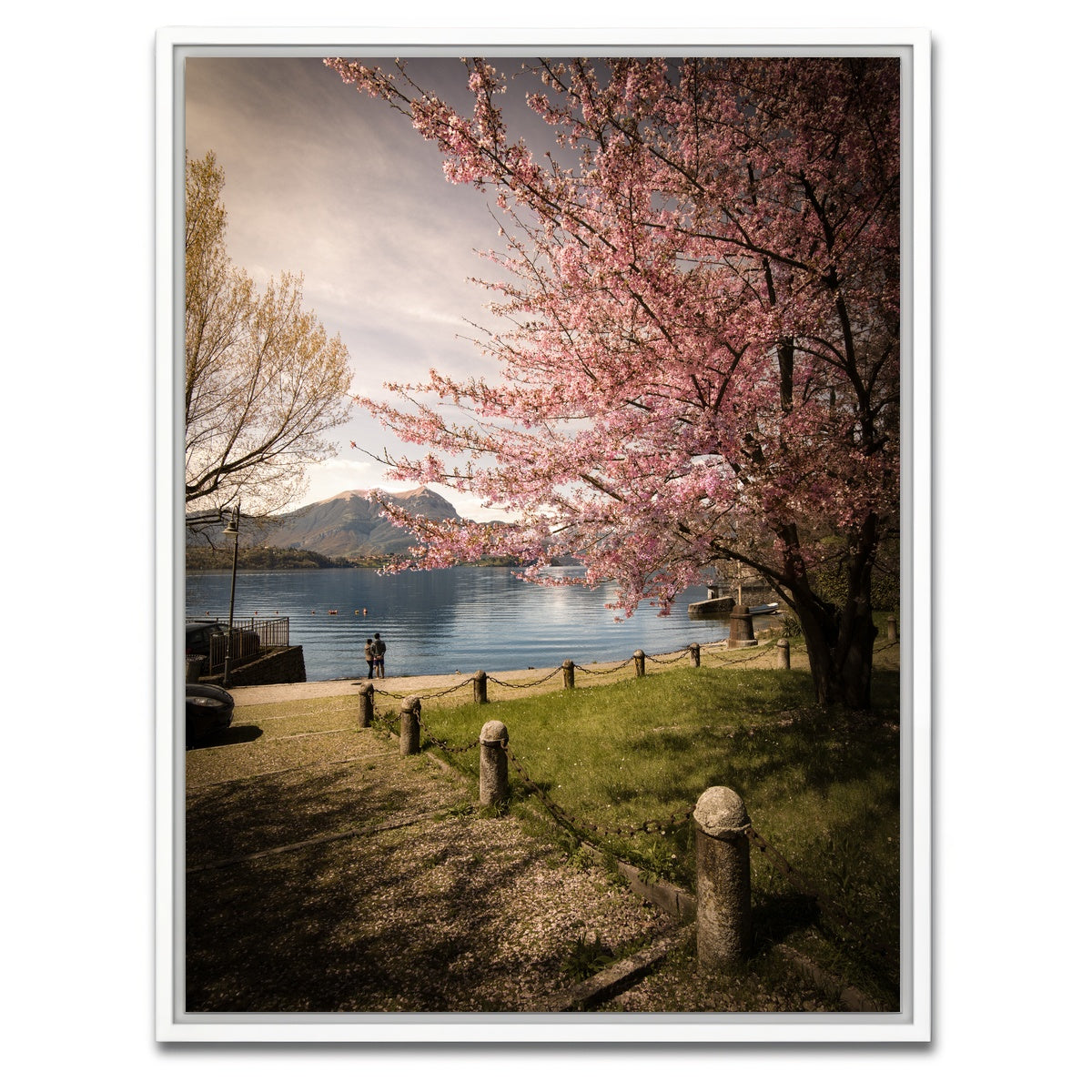 AUTO-MOCKUP WHITE | Sakura on Lake Como | 1 Piece | White Framed Canvas | group=3x4