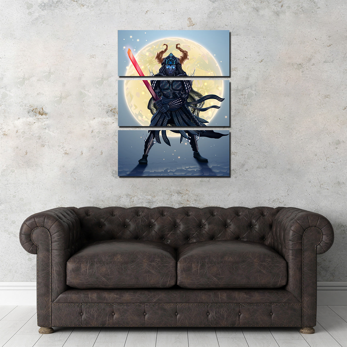 Samurai Over Moon Wall Art