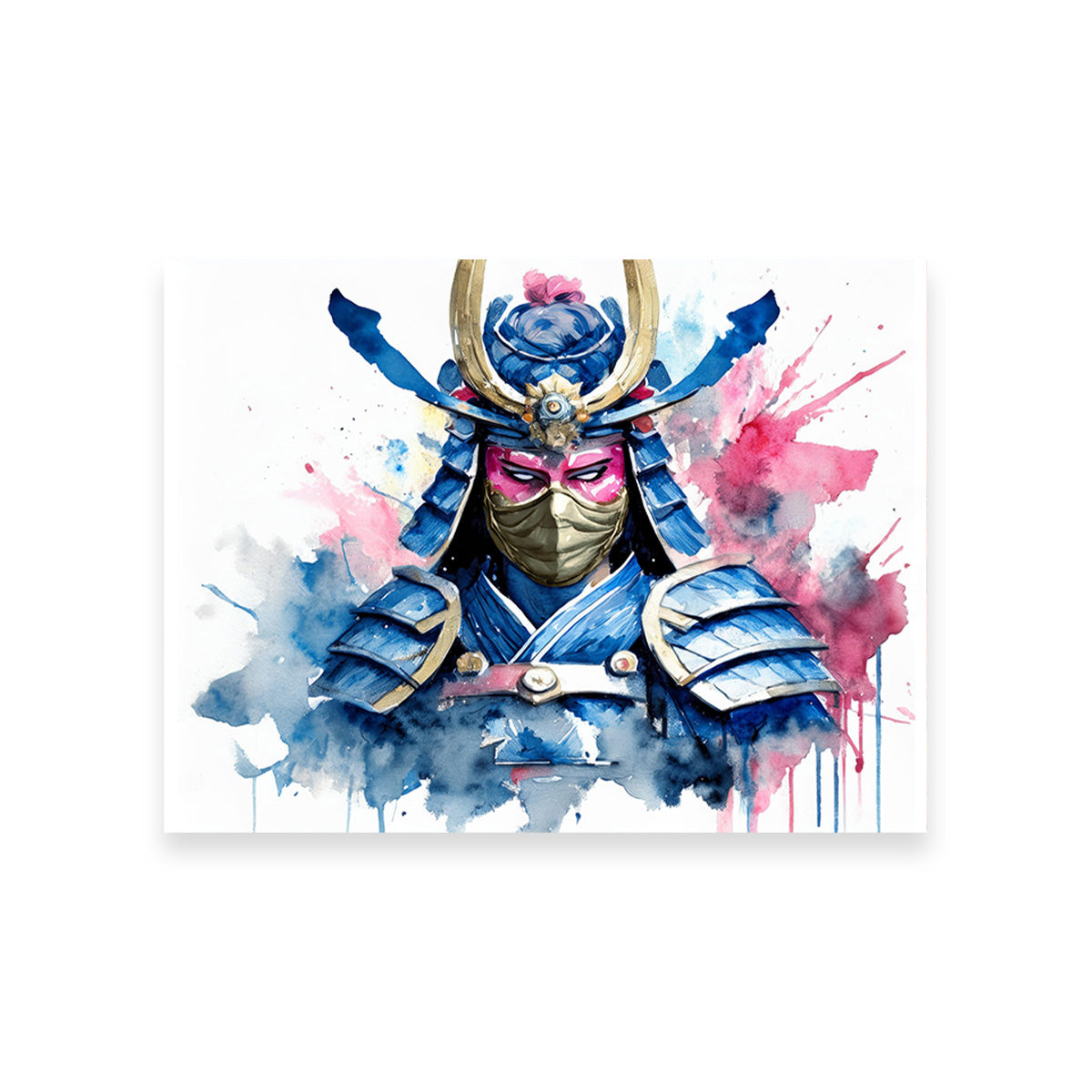 Samurai Watercolor Masked Wall Art