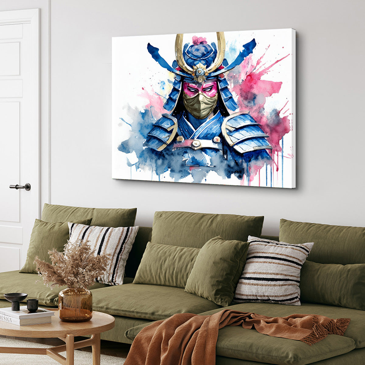 Samurai Watercolor Masked Wall Art