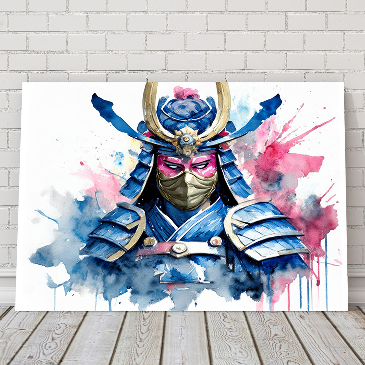 Samurai Watercolor Masked Wall Art