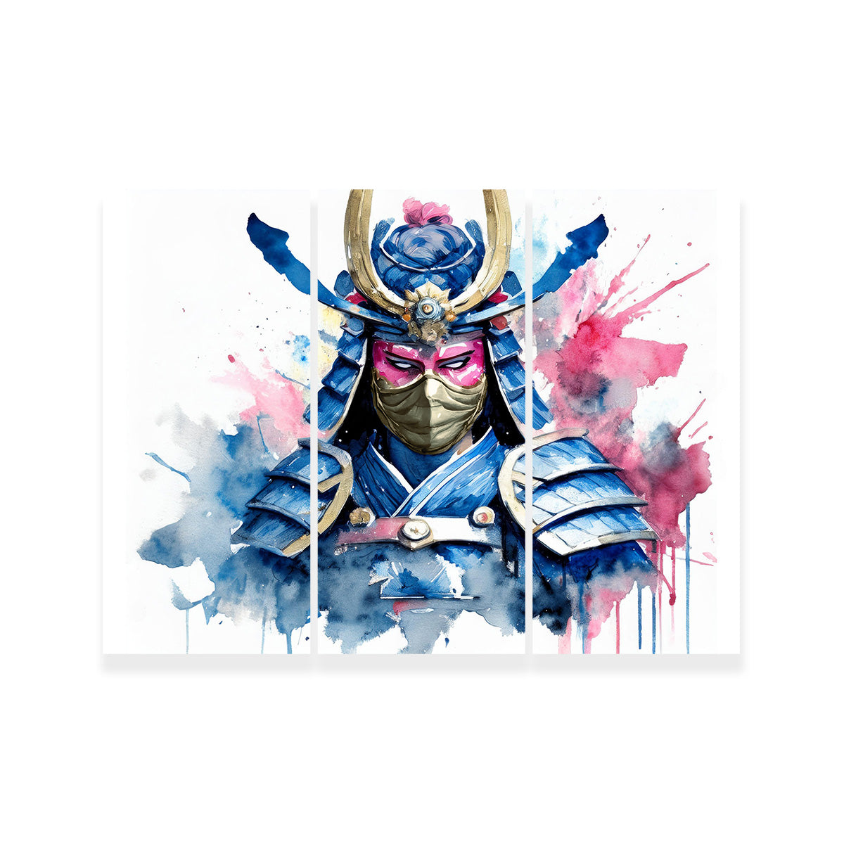 Samurai Watercolor Masked Wall Art