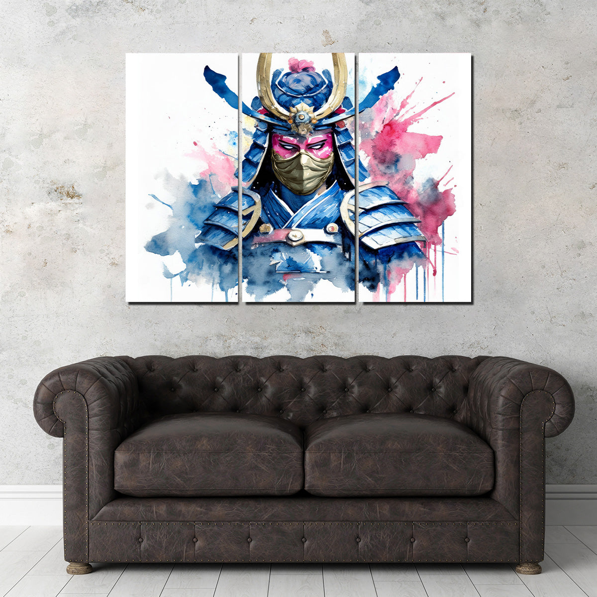 Samurai Watercolor Masked Wall Art