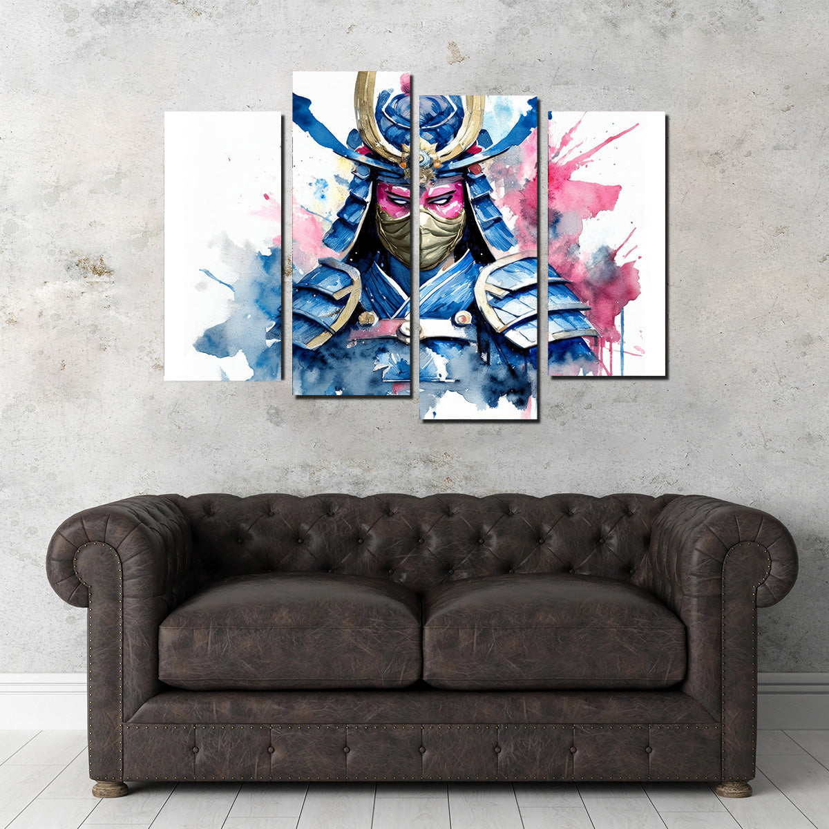 Samurai Watercolor Masked Wall Art