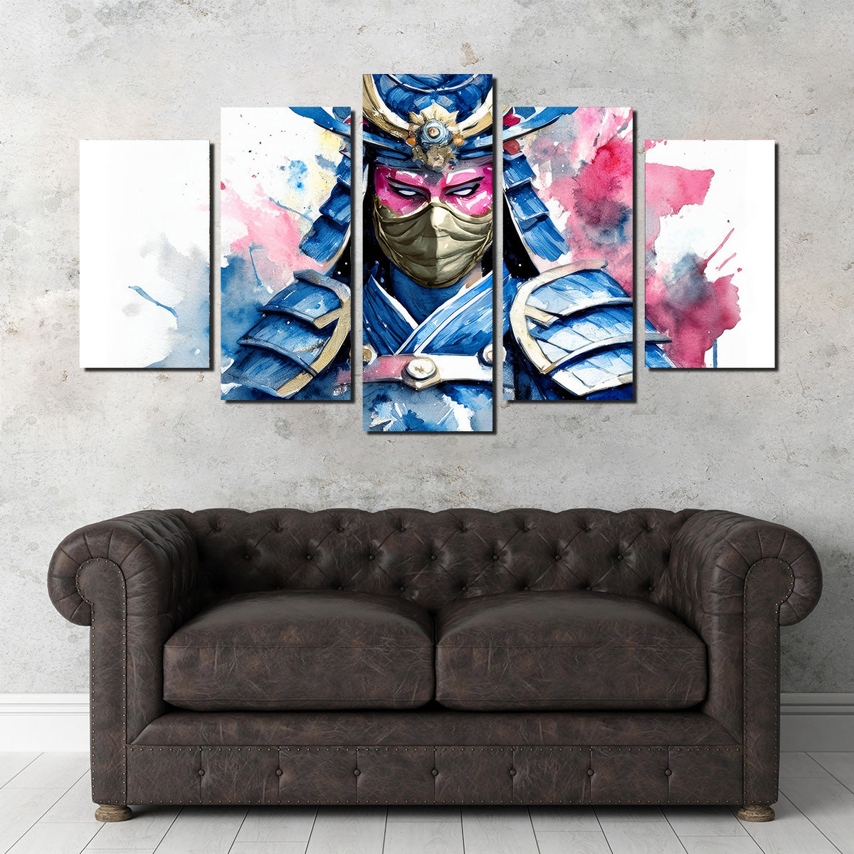 Samurai Watercolor Masked Wall Art