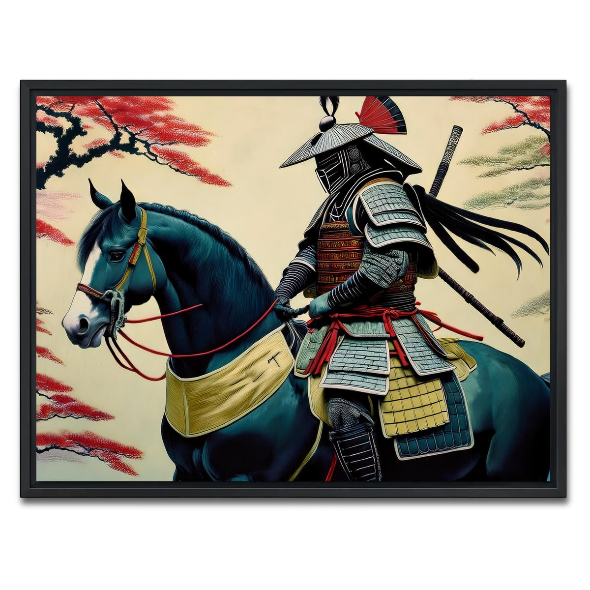 AUTO-MOCKUP WHITE | Samurai Art Horse | 1 Piece | Black Framed Canvas | group=4x3