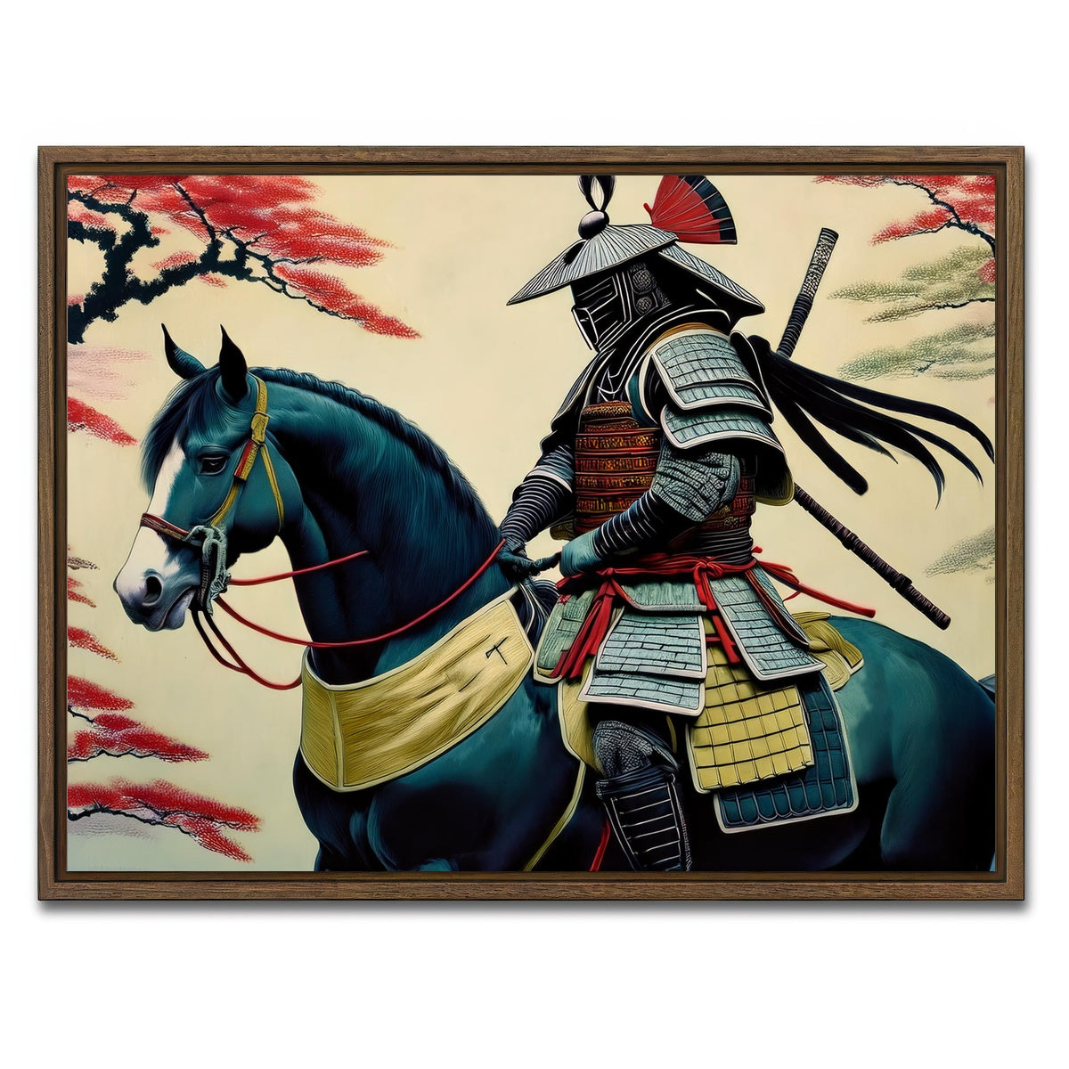 AUTO-MOCKUP WHITE | Samurai Art Horse | 1 Piece | Walnut Framed Canvas | group=4x3