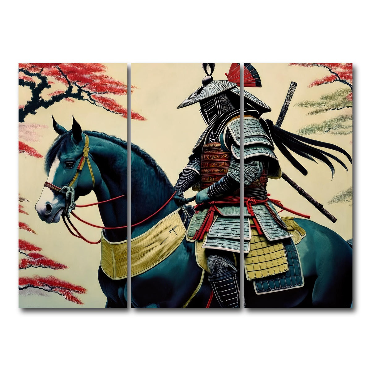 AUTO-MOCKUP WHITE | Samurai Art Horse | 3 Piece | Gallery Wrap Canvas | group=8x18