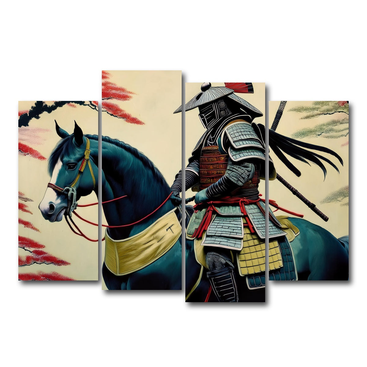 AUTO-MOCKUP WHITE | Samurai Art Horse | 4 Piece | Gallery Wrap Canvas | group=4_normal