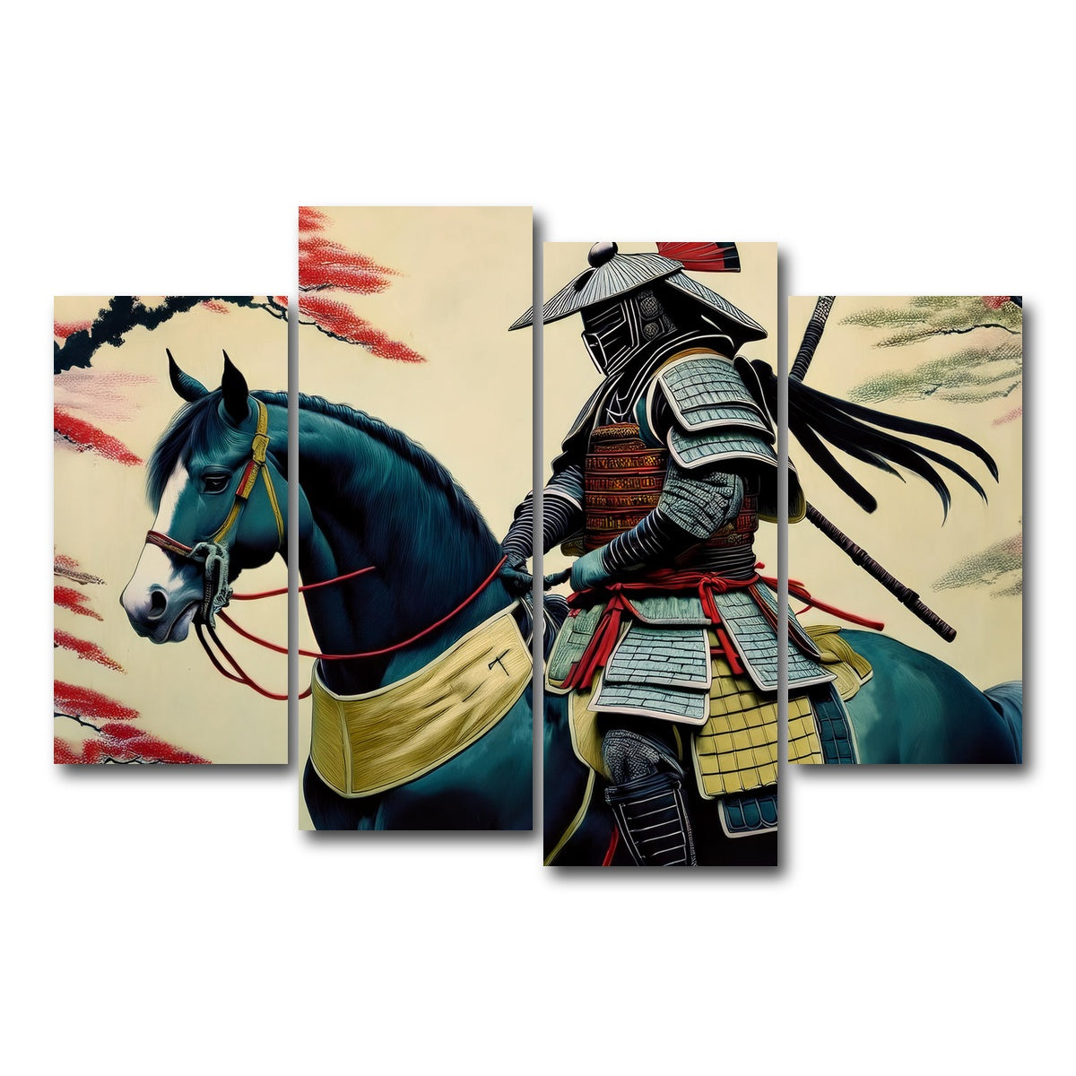 AUTO-MOCKUP WHITE | Samurai Art Horse | 4 Piece | Gallery Wrap Canvas | group=4_short