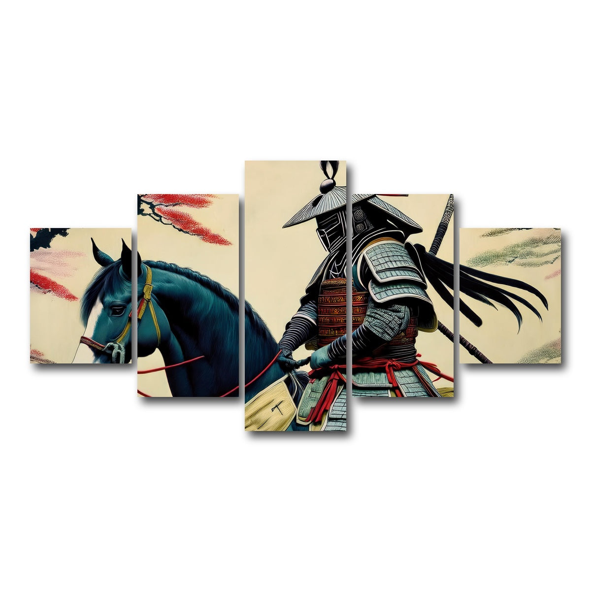 AUTO-MOCKUP WHITE | Samurai Art Horse | 5 Piece | Gallery Wrap Canvas | group=5_short
