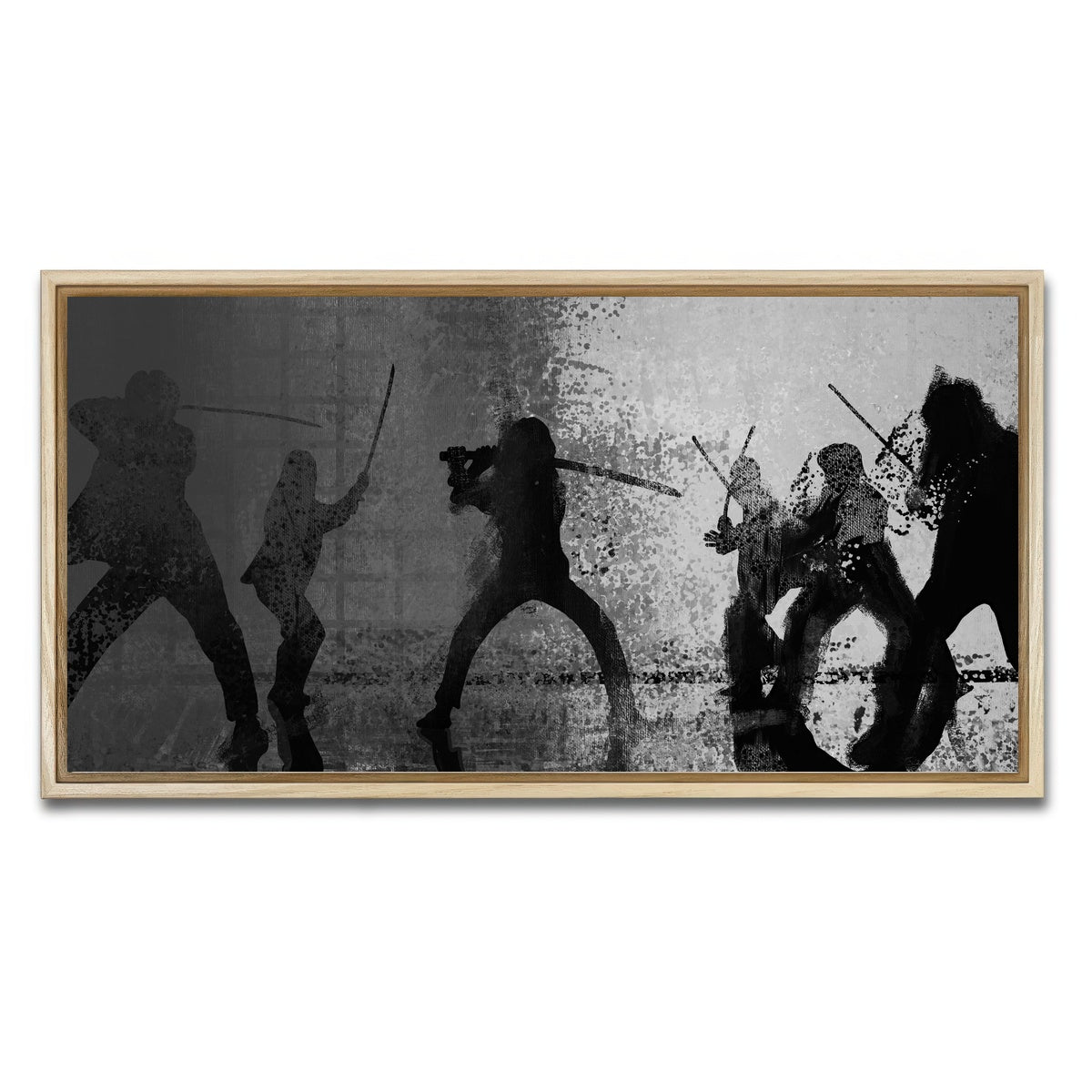 AUTO-MOCKUP WHITE | Samurai Bride in Black and White | 1 Piece | Natural Framed Canvas | group=2x1