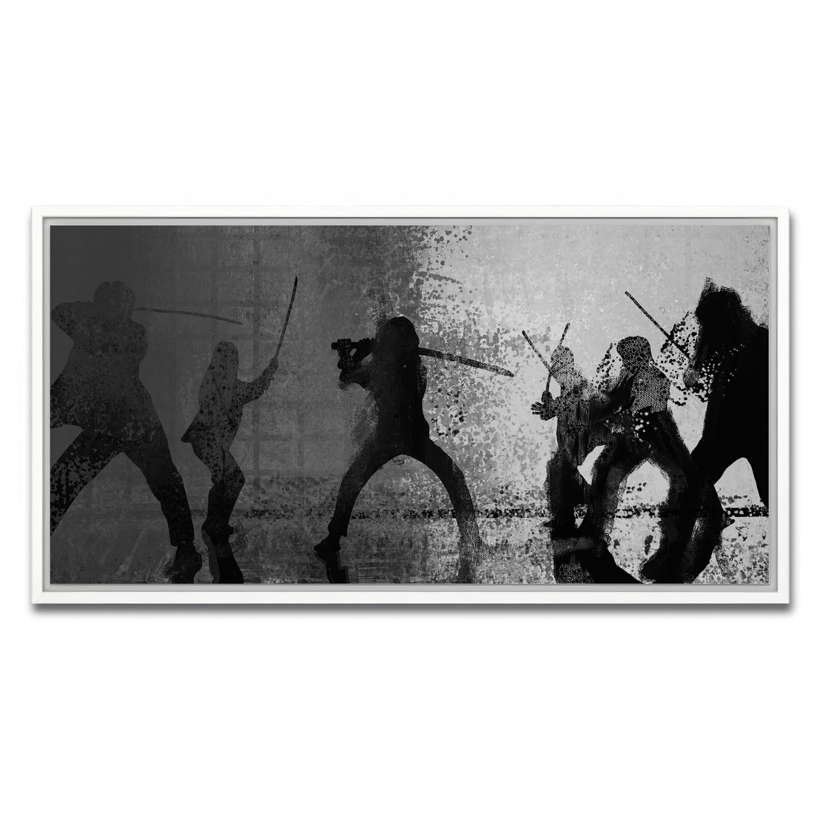 AUTO-MOCKUP WHITE | Samurai Bride in Black and White | 1 Piece | White Framed Canvas | group=2x1