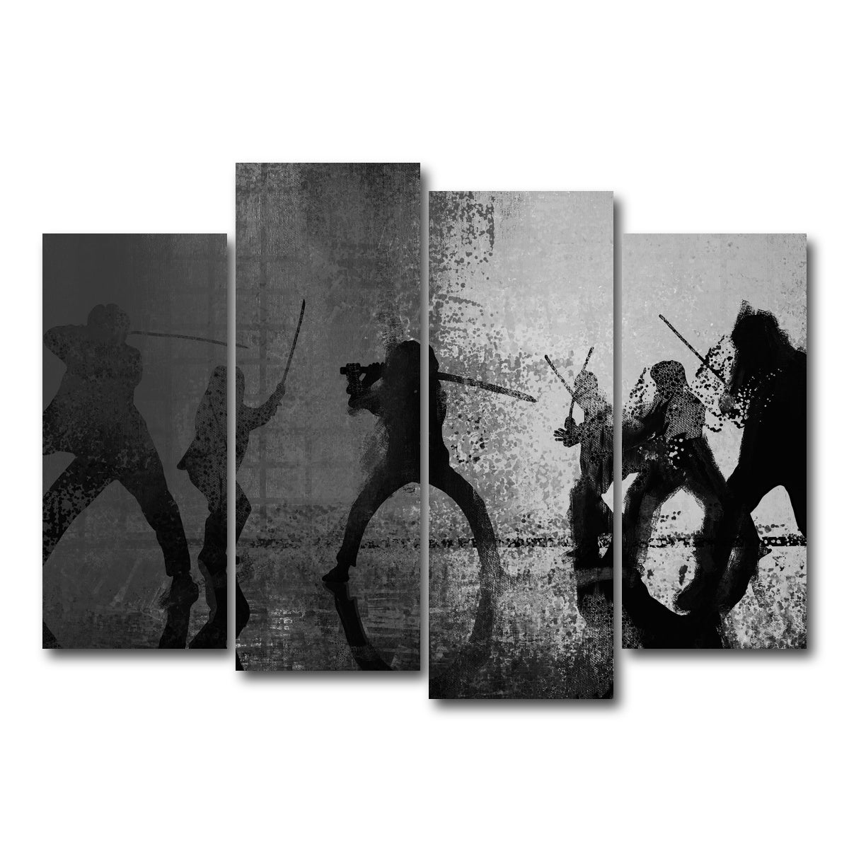 AUTO-MOCKUP WHITE | Samurai Bride in Black and White | 4 Piece | Gallery Wrap Canvas | group=4_normal