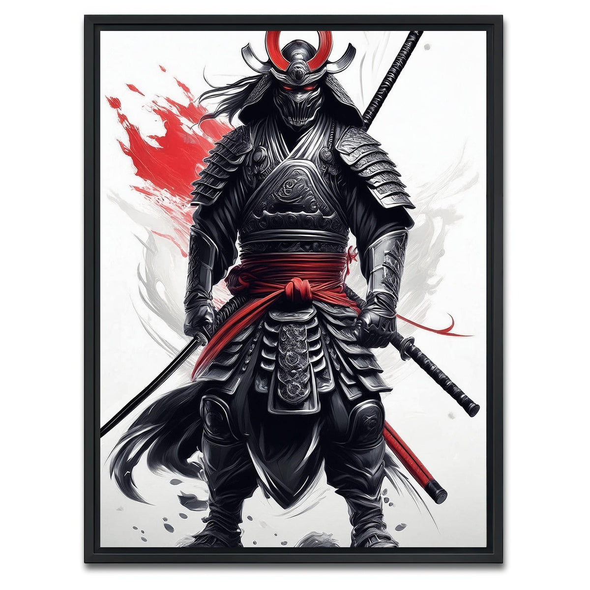 AUTO-MOCKUP WHITE | Samurai Dark Standing | 1 Piece | Black Framed Canvas | group=3x4