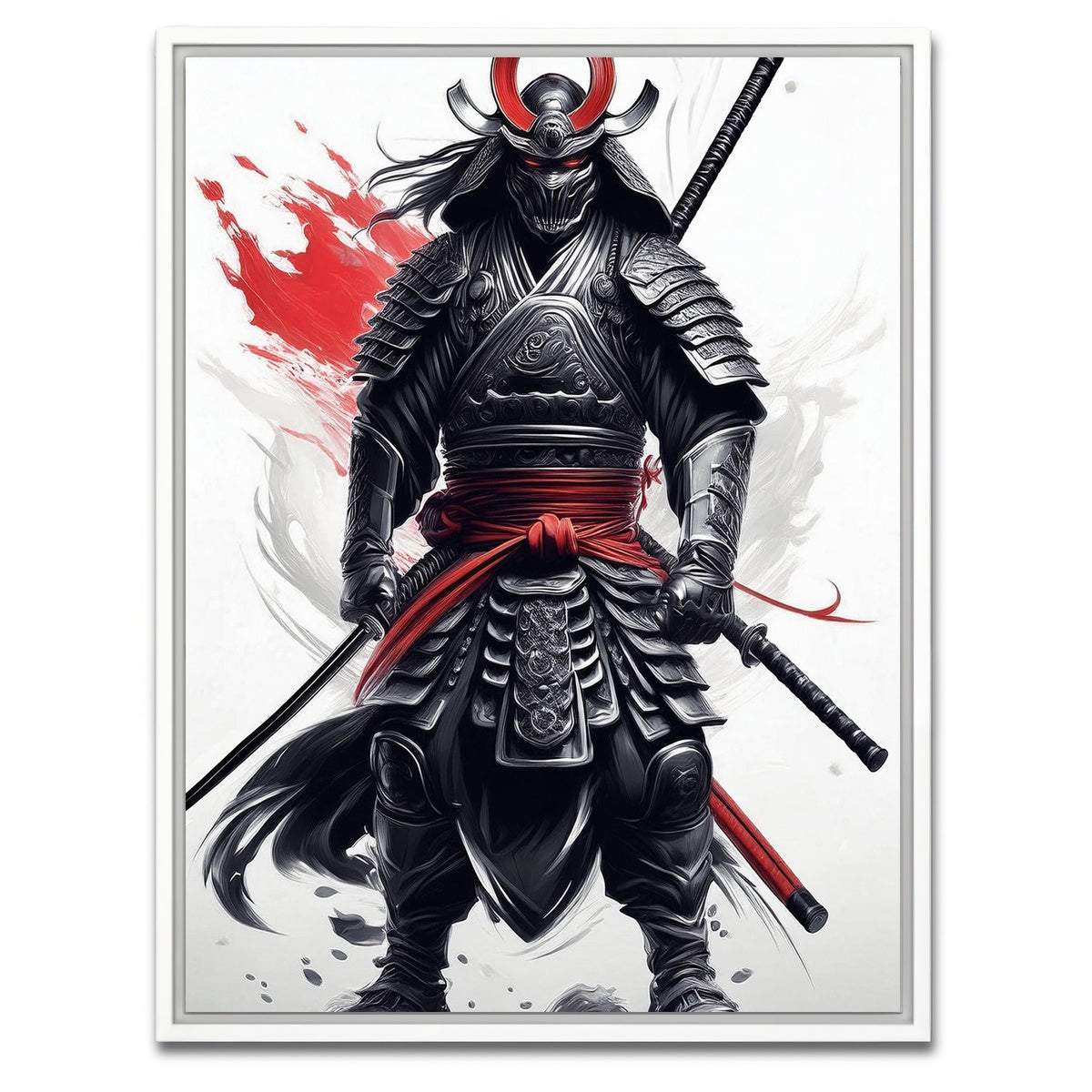 AUTO-MOCKUP WHITE | Samurai Dark Standing | 1 Piece | White Framed Canvas | group=3x4