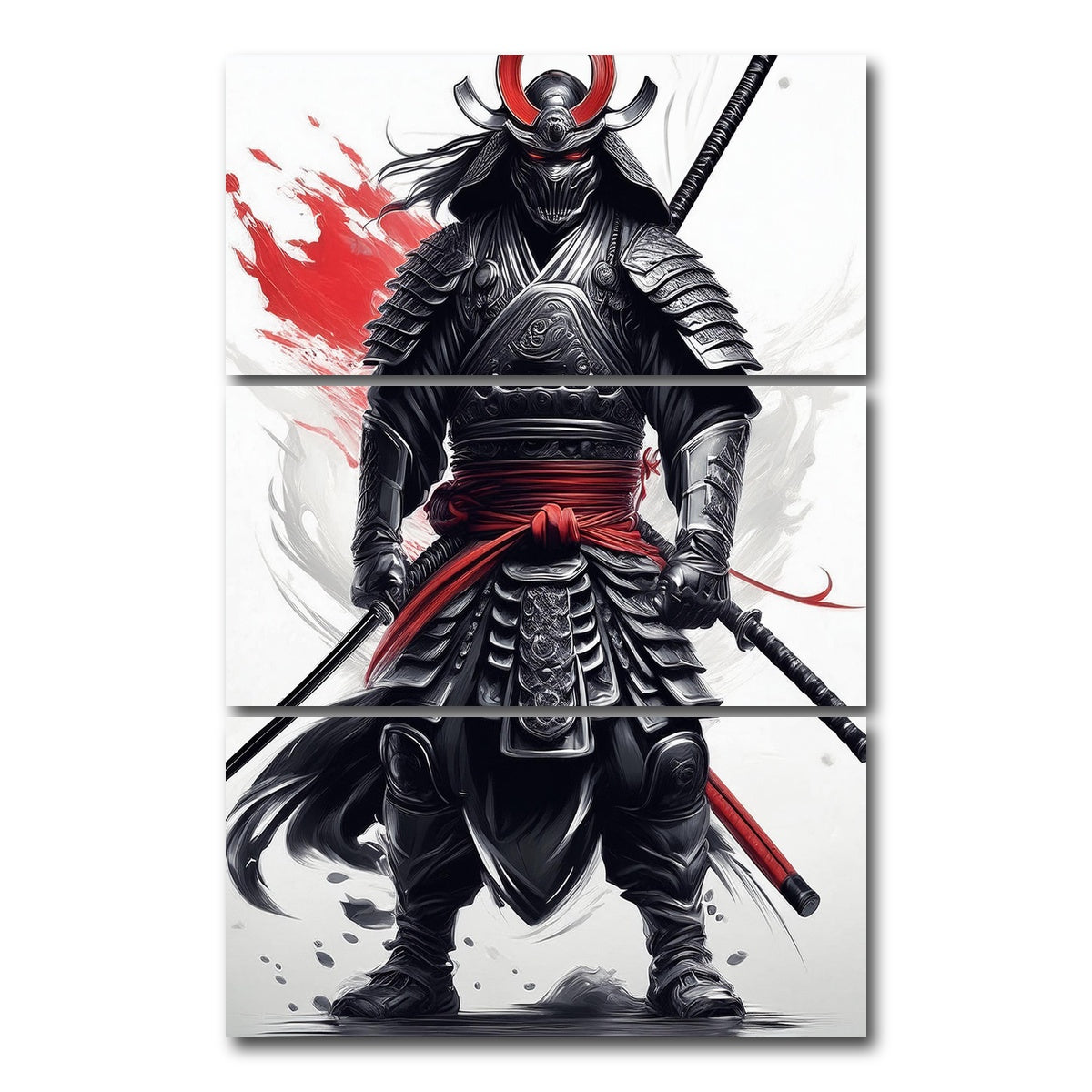 AUTO-MOCKUP WHITE | Samurai Dark Standing | 3 Piece | Gallery Wrap Canvas | group=12x24_stacked