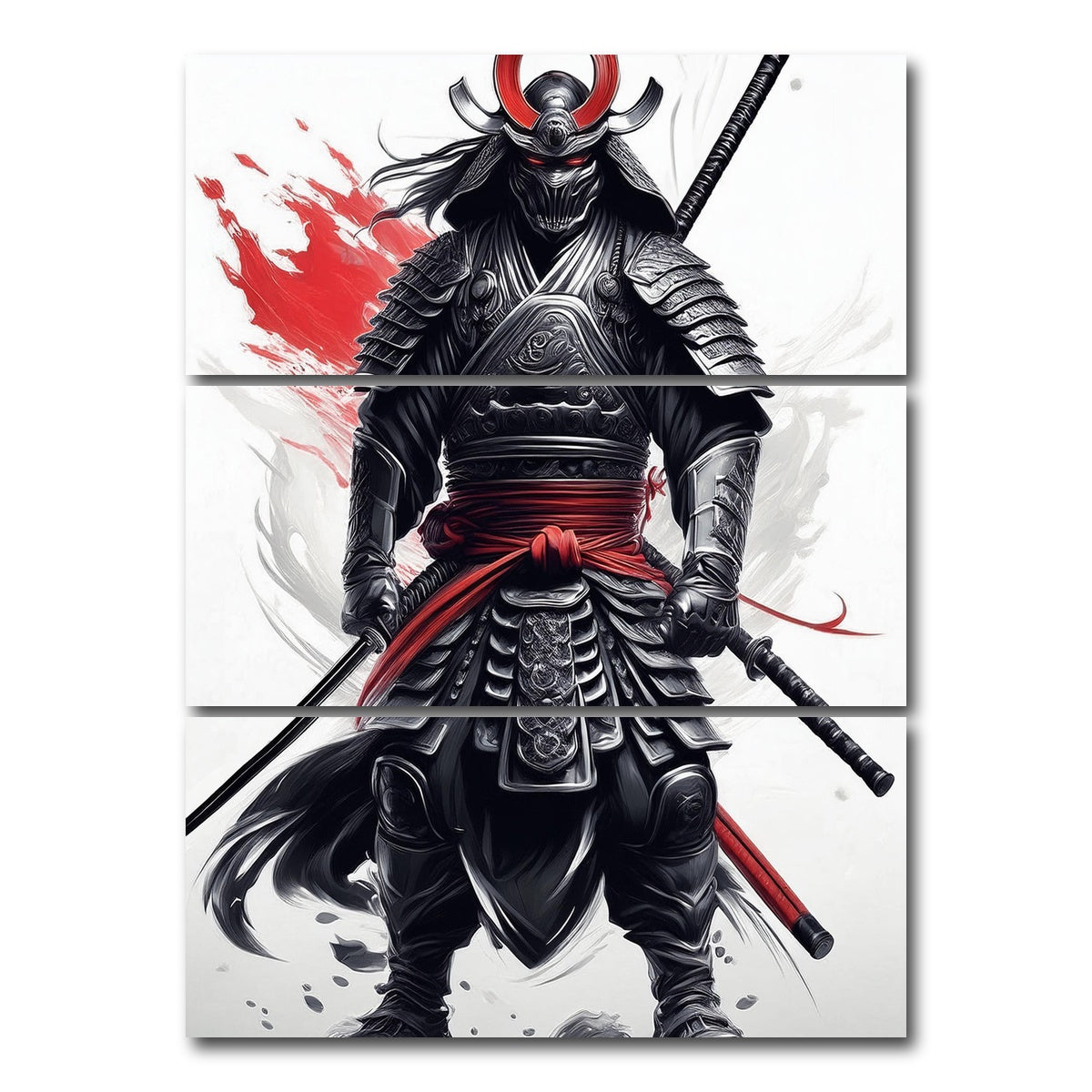 AUTO-MOCKUP WHITE | Samurai Dark Standing | 3 Piece | Gallery Wrap Canvas | group=8x18_stacked