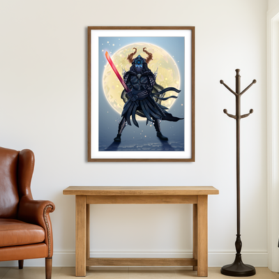AUTO-MOCKUP ROOM | Samurai Over Moon Wall Art