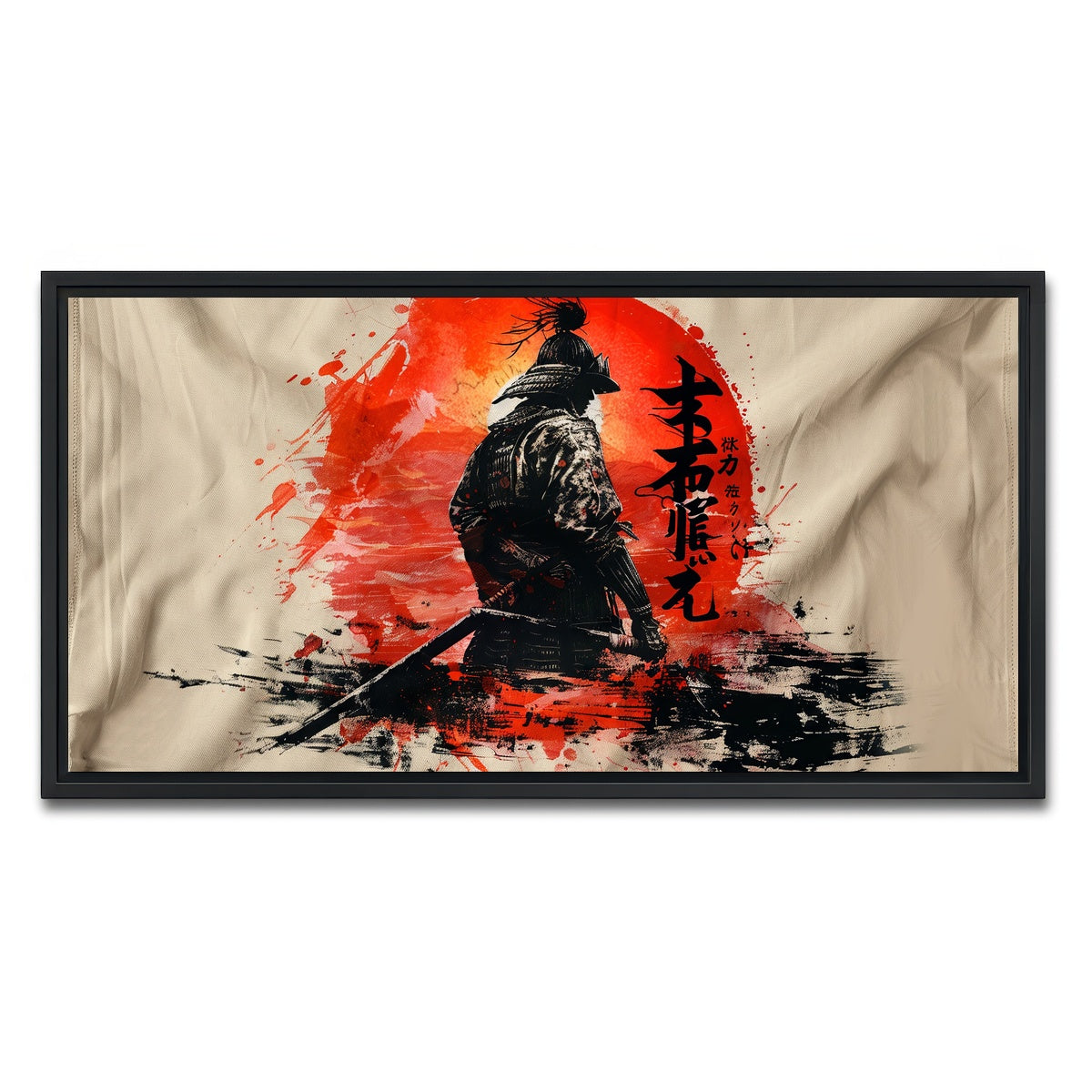 AUTO-MOCKUP WHITE | Samurai & Sun | 1 Piece | Black Framed Canvas | group=2x1