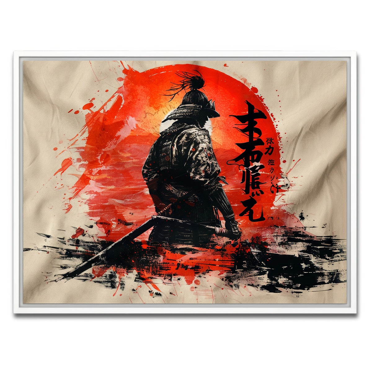 AUTO-MOCKUP WHITE | Samurai & Sun | 1 Piece | White Framed Canvas | group=4x3