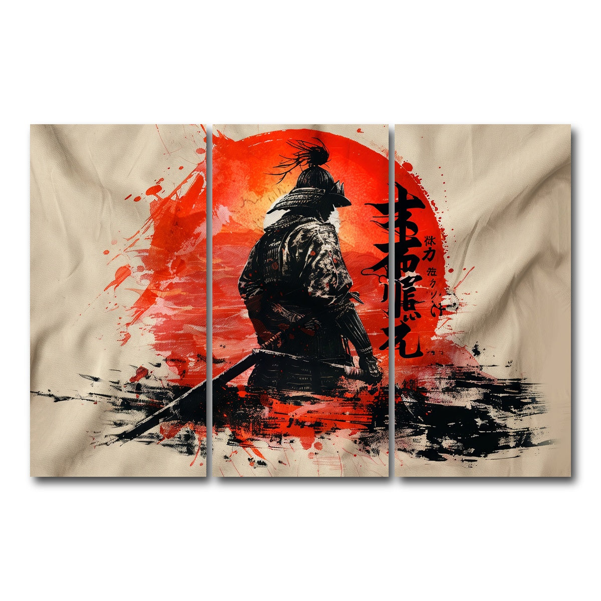 AUTO-MOCKUP WHITE | Samurai & Sun | 3 Piece | Gallery Wrap Canvas | group=12x24