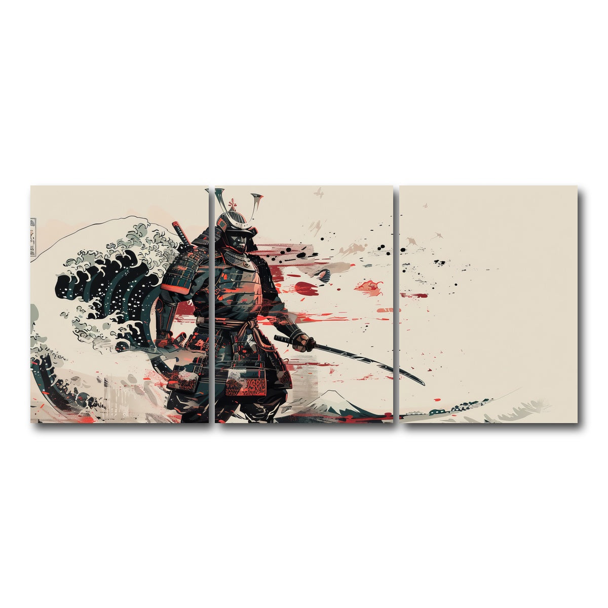 AUTO-MOCKUP WHITE | Samurai Warrior | 3 Piece | Gallery Wrap Canvas | group=18x24