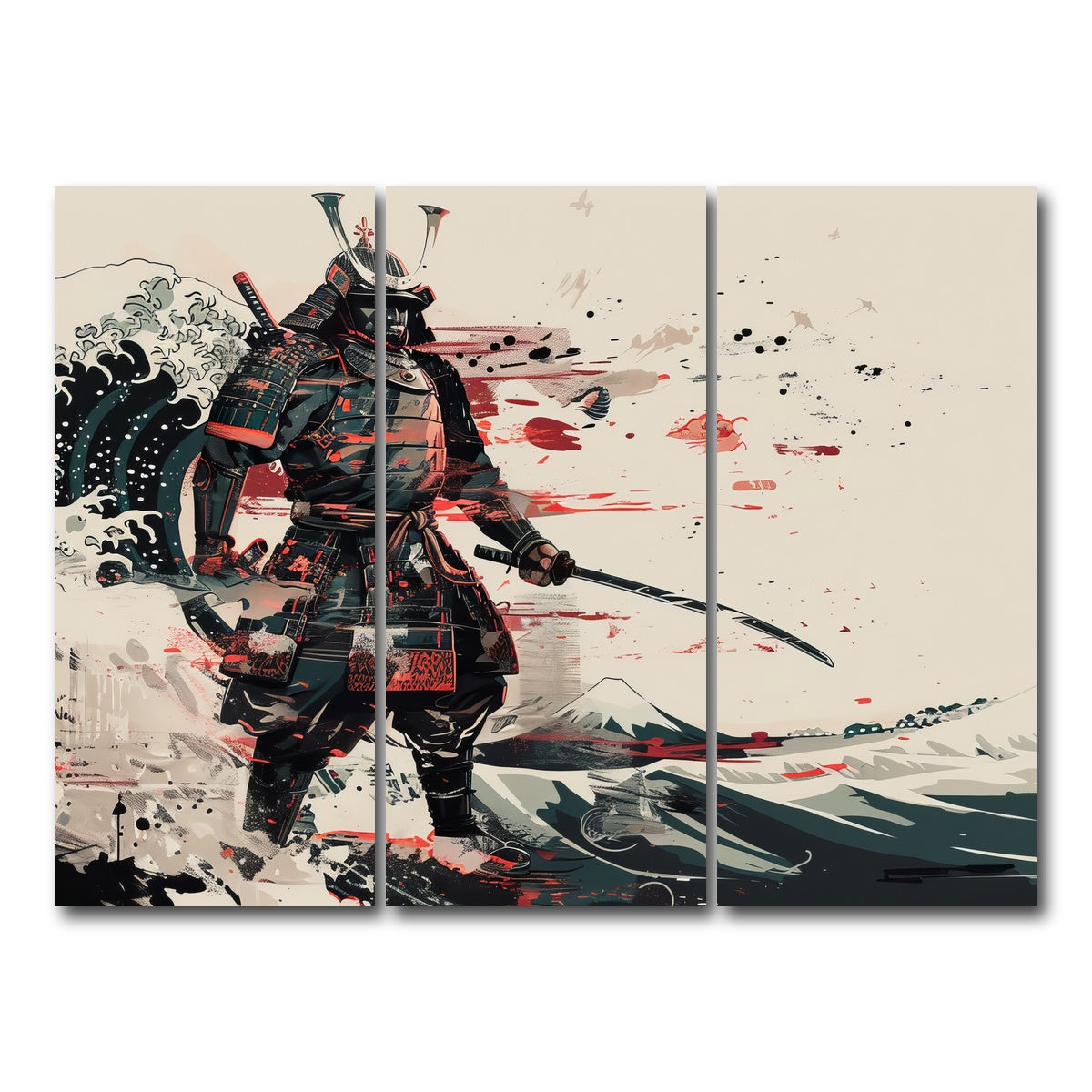 AUTO-MOCKUP WHITE | Samurai Warrior | 3 Piece | Gallery Wrap Canvas | group=8x18